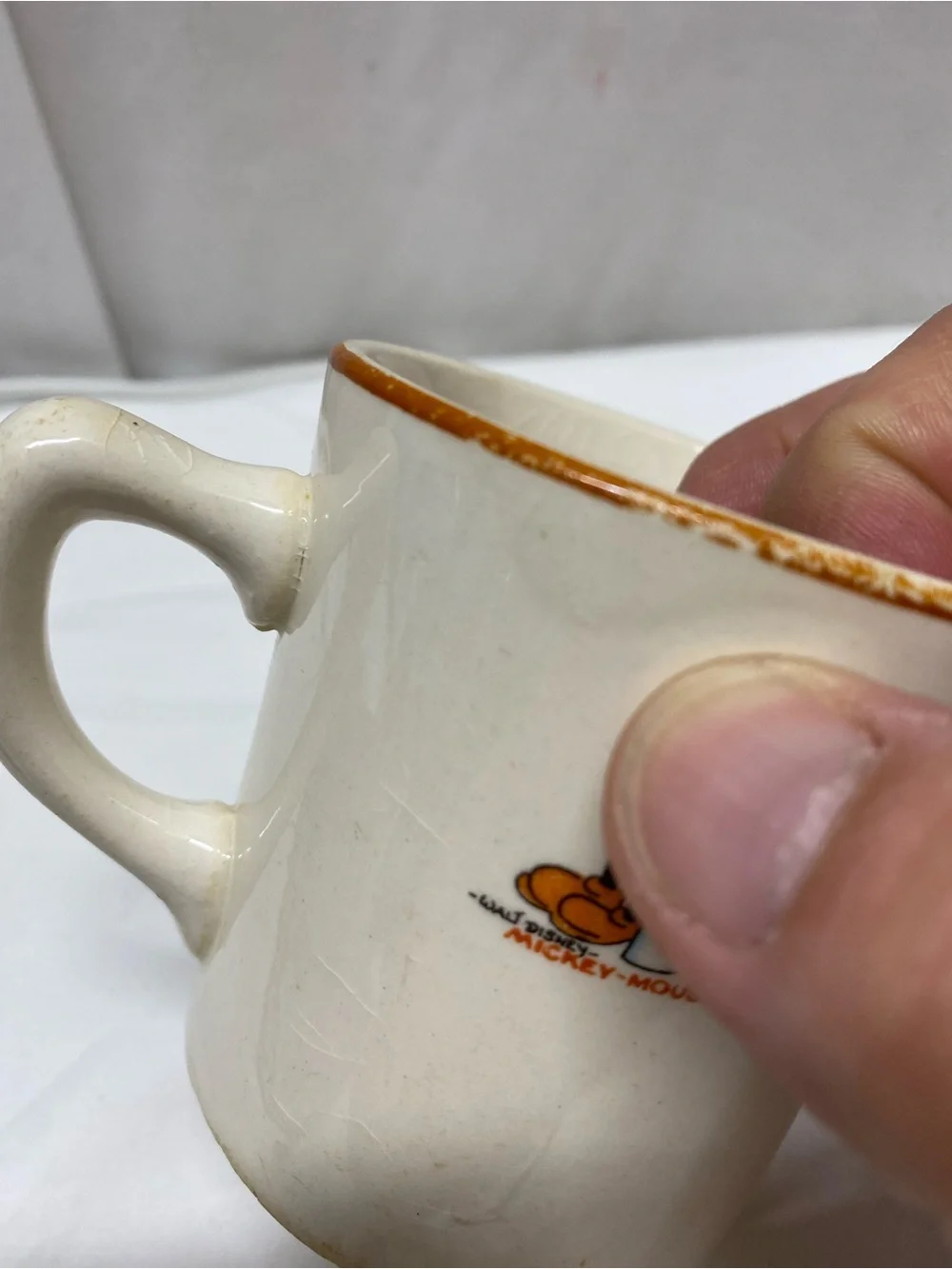 * 1930s Disney Pluto The Pup Ceramic Mug Patriot Salem Mickey Mouse Reverse